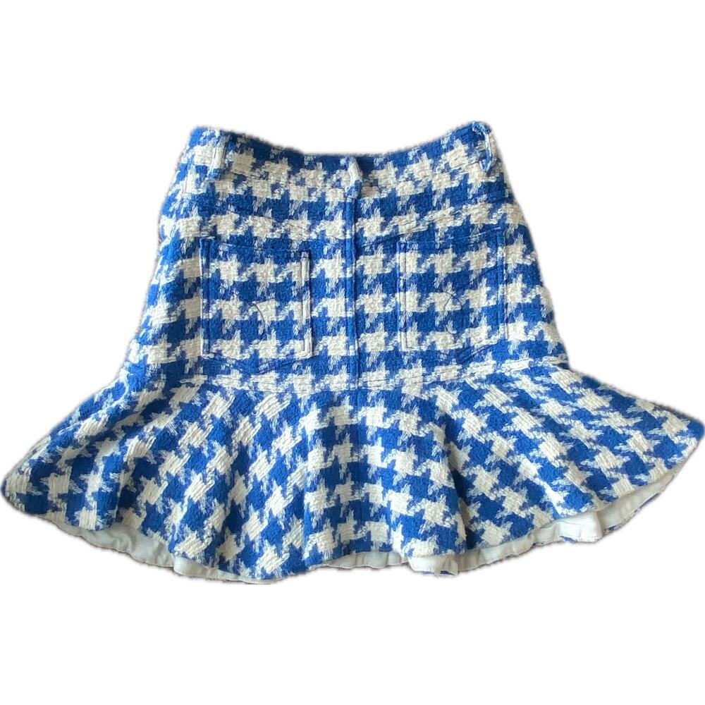 Sandro Sixtine Houndstooth Bouclé Tweed Mini Skirt Blue White Small 4 - Picture 7 of 12